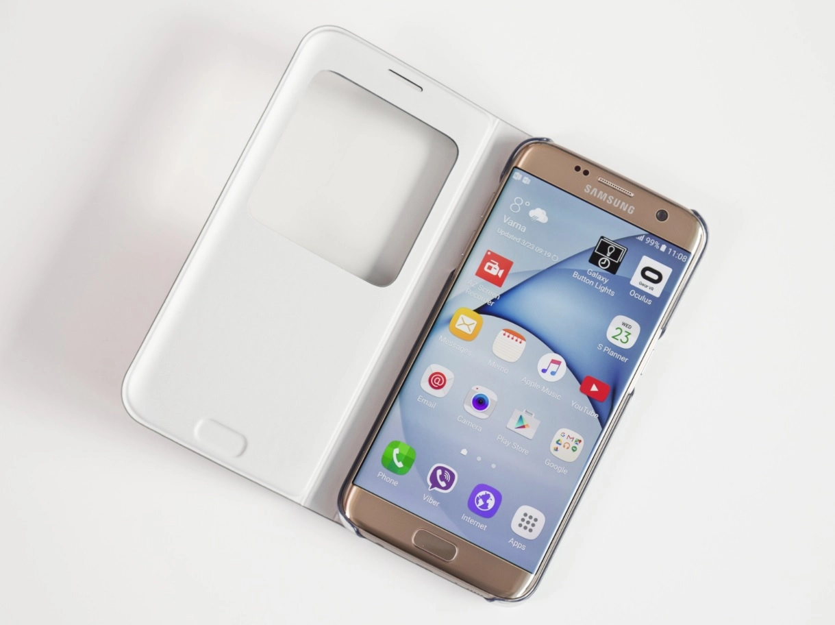 Bao da Samsung Galaxy S7 Edge (G935) S View Cover chính hãng màu bạc